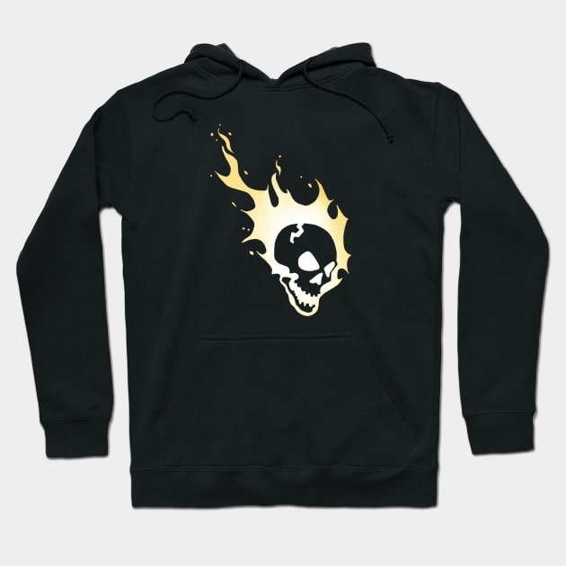 Flaming Skull Yellow Hoodie by Owllee Designs